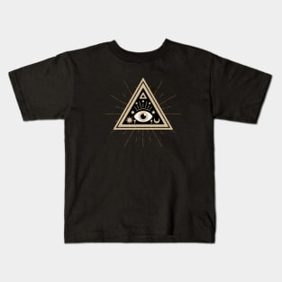 All Seeing eye Gold Pink Kids T-Shirt